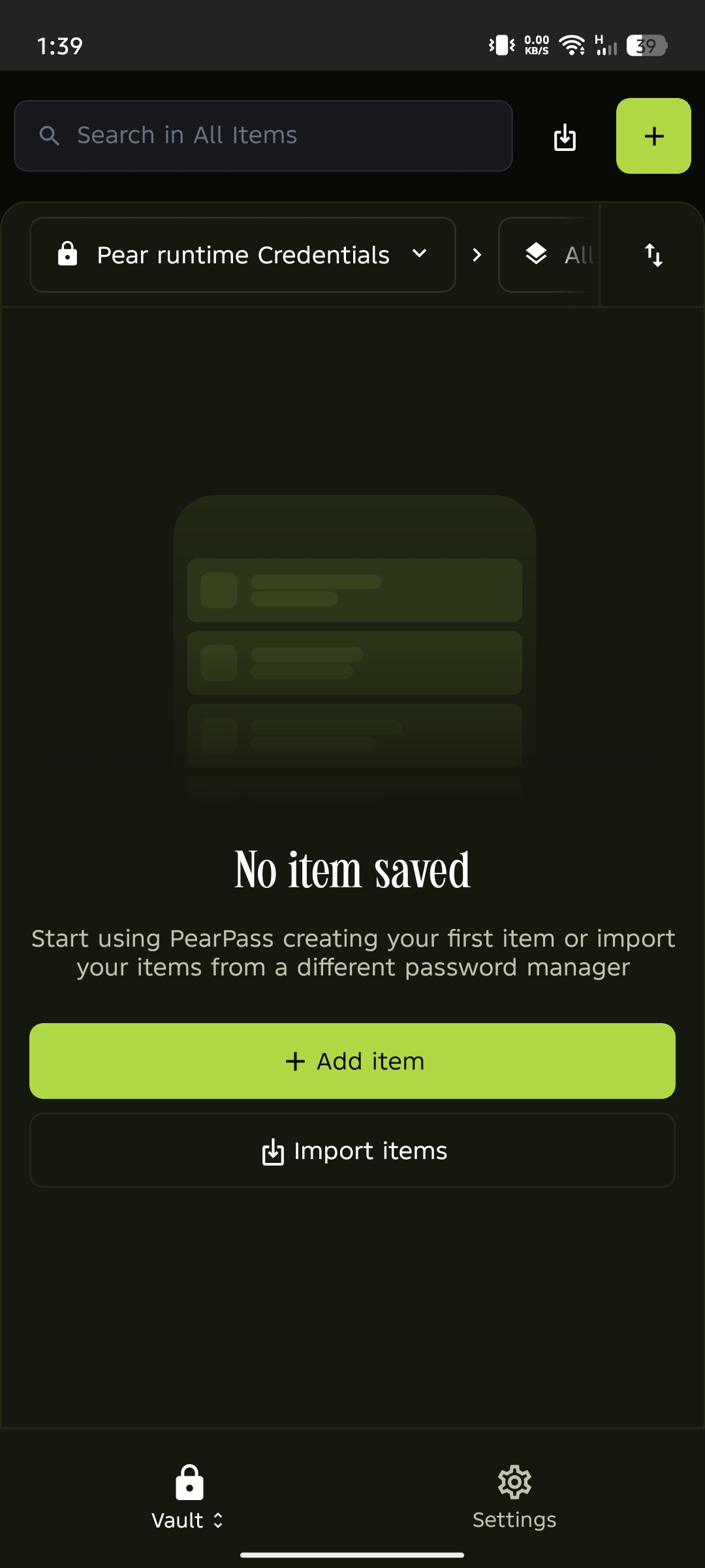 Mobile new vault created